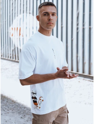 Pánské bílé tričko s potiskem FashionStreet RX5508
