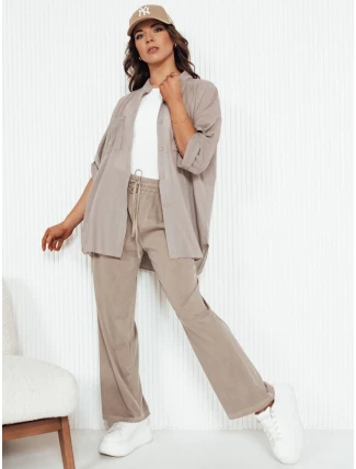 Dámské kalhoty s širokými nohavicemi ASTERS béžové FashionStreet UY2037