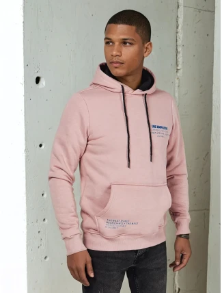FashionStreet pánská růžová mikina s kapucí BX5692 FashionStreet pánská růžová mikina s kapucí BX5692