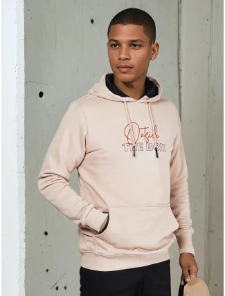 Pánská mikina s kapucí béžová FashionStreet BX5714 Pánská mikina s kapucí béžová FashionStreet BX5714