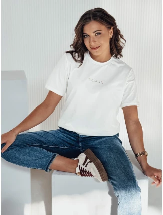 Dámské tričko WOMAN ecru FashionStreet RY2555 Dámské tričko WOMAN ecru FashionStreet RY2555