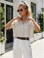 Dámské tričko GRITAN beige FashionStreet DY0431 Dámské tričko GRITAN beige FashionStreet DY0431