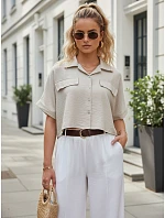 Dámské tričko GRITAN beige FashionStreet DY0431 Dámské tričko GRITAN beige FashionStreet DY0431