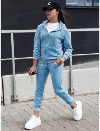 Dámský velurový komplet bez zipu VELCOMFY modrý FashionStreet AY1078