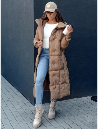 Dámský prošívaný kabát CLOUTIQUE tmavě béžový FashionStreet TY4371