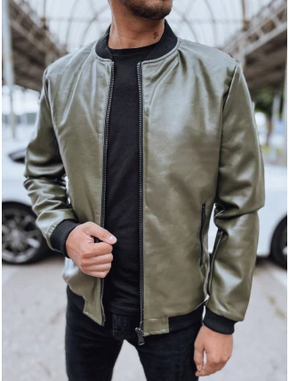 Pánská zelená kožená bunda FashionStreet TX4707