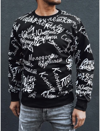 Pánská mikina bez kapuce černá FashionStreet BX5739 Pánská mikina bez kapuce černá FashionStreet BX5739