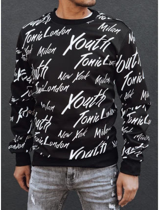 Pánská mikina bez kapuce černá FashionStreet BX5779 Pánská mikina bez kapuce černá FashionStreet BX5779