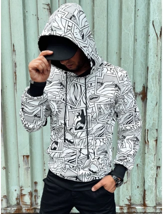 Pánská mikina s kapucí bílá FashionStreet BX5790