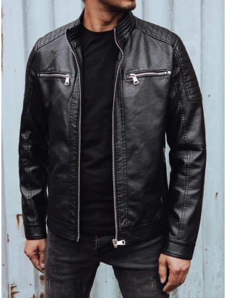 Pánská přechodná kožená bunda černá FashionStreet TX4731 Pánská přechodná kožená bunda černá FashionStreet TX4731
