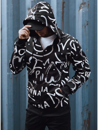 Pánská mikina na zip s kapucí černá FashionStreet BX5809