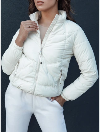 Dámská přechodná prošívaná bunda se stojáčkem SALECA ecru FashionStreet TY4401 Dámská přechodná prošívaná bunda se stojáčkem SALECA ecru FashionStreet TY4401