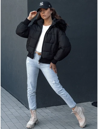 Dámská prošívaná zimní bunda s kožešinou COLDPACK černá FashionStreet TY4430 Dámská prošívaná zimní bunda s kožešinou COLDPACK černá FashionStreet TY4430