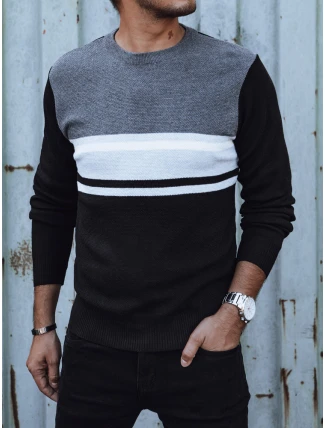 Pánský šedočerný svetr FashionStreet WX2206 Pánský šedočerný svetr FashionStreet WX2206