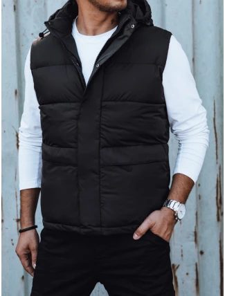 Pánská prošívaná vesta s kapucí černá FashionStreet TX4782