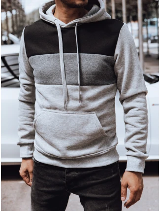 Pánská mikina s kapucí světle šedá FashionStreet BX5830