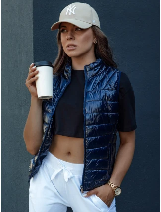 Dámská krátká prošívaná vesta WIANO navy blue FashionStreet TY4523 Dámská krátká prošívaná vesta WIANO navy blue FashionStreet TY4523