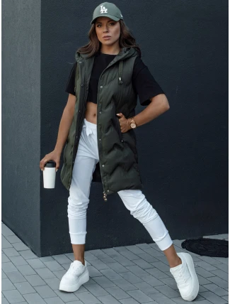 Dámská prošívaná vesta s kapucí TAMIRA zelená FashionStreet TY4533