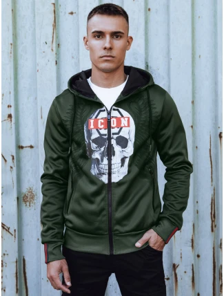 Pánská mikina na zip s kapucí zelená FashionStreet BX5838 Pánská mikina na zip s kapucí zelená FashionStreet BX5838