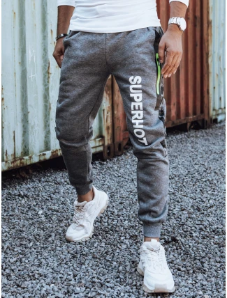 Pánské tepláky s potiskem antracitová FashionStreet UX4445