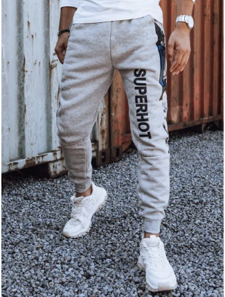 Pánské tepláky s potiskem světle šedé FashionStreet UX4446