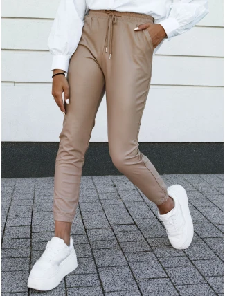 Dámské voskované béžové kalhoty BRIAL se šňůrkou FashionStreet UY2152