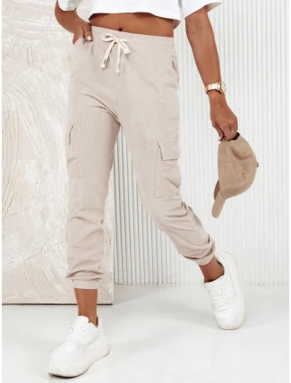 Dámské pruhované kalhoty CHICCORD beige FashionStreet UY2174