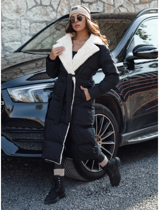 Dámská zimní bunda BALLMODA dlouhá s kožešinou černá FashionStreet TY4586