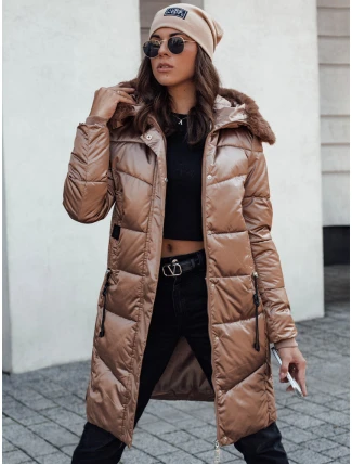 Dámská prošívaná zimní bunda ULTRAWAY s kapucí hnědá FashionStreet TY4644