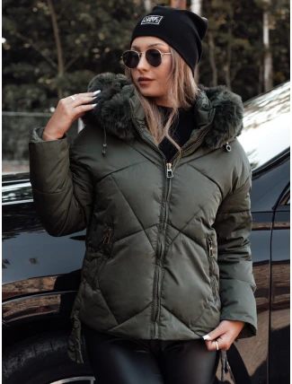 MODIVA prošívaná dámská zimní bunda s kapucí zelená FashionStreet TY4727