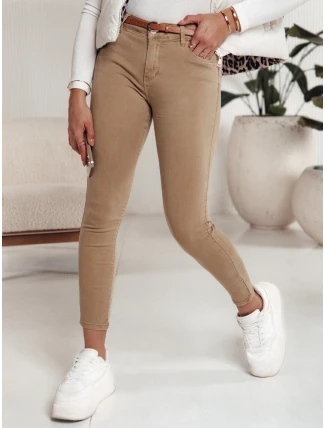 Dámské džínové kalhoty s páskem CLARET v béžové barvě FashionStreet UY2197