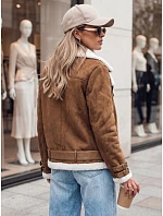 Dámská semišová bunda LEVERINO s ovčí kůží ve velbloudí barvě FashionStreet TY4733