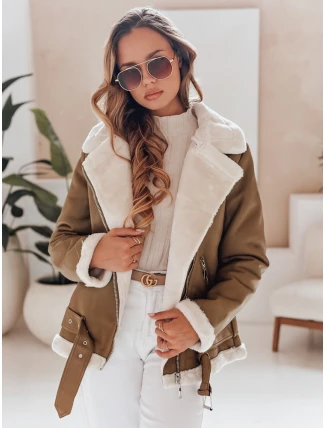 Dámská kožená bunda s ovčí kůží NORFDIMA camel FashionStreet TY4738