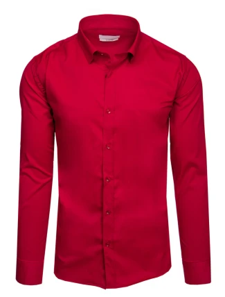 Pánská elegantní hladká červená košile SLIM FIT FashionStreet DX2611 Pánská elegantní hladká červená košile SLIM FIT FashionStreet DX2611