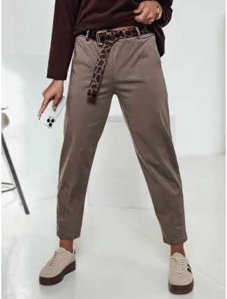 Dámské kalhoty LEOCINCIN v jedné velikosti s páskem khaki FashionStreet UY2262