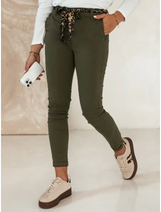 Dámské džínové kalhoty CHARMYOU s páskem olivové FashionStreet UY2270 Dámské džínové kalhoty CHARMYOU s páskem olivové FashionStreet UY2270