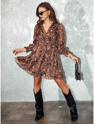 Dámské hnědé šaty EXOTIKA v jedné velikosti FashionStreet EY2542