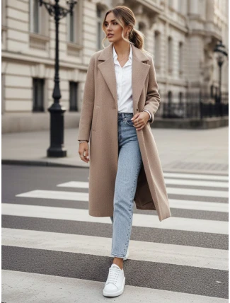 Dámský oversize kabát MANTOVA dlouhý velbloudí FashionStreet NY0739 Dámský oversize kabát MANTOVA dlouhý velbloudí FashionStreet NY0739