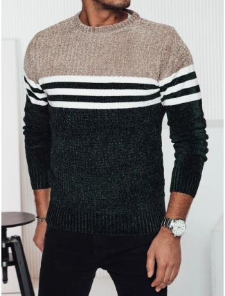 Pánský pruhovaný zelený svetr FashionStreet WX2231