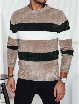 Pánský pruhovaný hnědý svetr FashionStreet WX2242