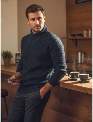 Pánský černý svetr FashionStreet WX2253