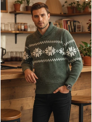 Pánský zelený svetr FashionStreet WX2270