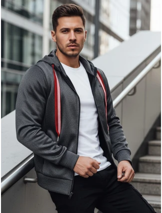 Pánská tmavě šedá mikina FashionStreet BX5859 Pánská tmavě šedá mikina FashionStreet BX5859