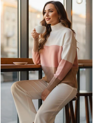 Dámský svetr STRIPELO růžový FashionStreet MY2417