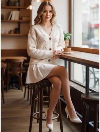Dámský svetr KNITVIA ecru FashionStreet MY2422 Dámský svetr KNITVIA ecru FashionStreet MY2422