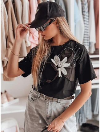 Dámské tričko oversize s 3D efektem PETALOVE černé FashionStreet RY2717