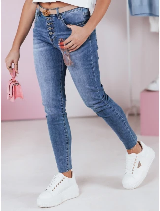 Dámské džínové kalhoty slim fit DENIMFIT navy blue FashionStreet UY2363