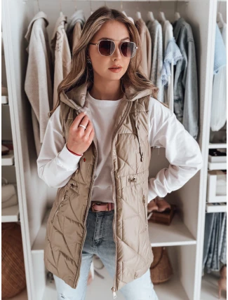 Dámská přechodná prošívaná vesta OLINVIA camel FashionStreet TY4835