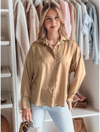 Dámská košile oversize SATINIA béžová FashionStreet DY0451