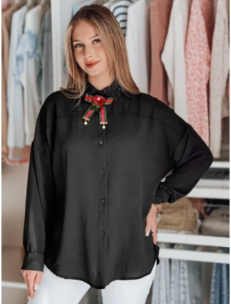 Dámské oversize dlouhé tričko s mašlí LOSANDO černé FashionStreet DY0453